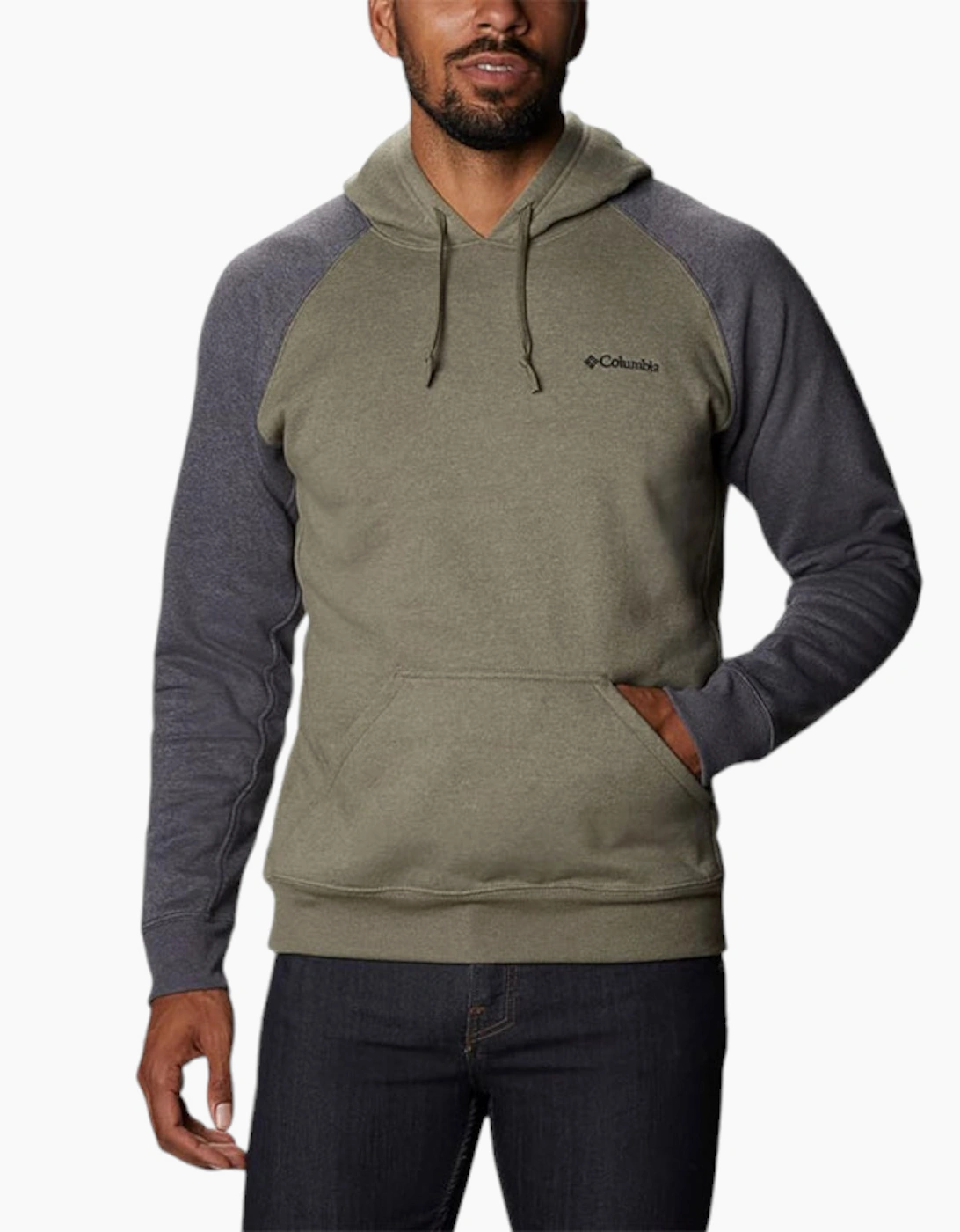 Men's Columbia HART MOUNTAIN II Mens Hoodies Regular Cotton Pullover Hooded Jumpers - Green - Size: 44