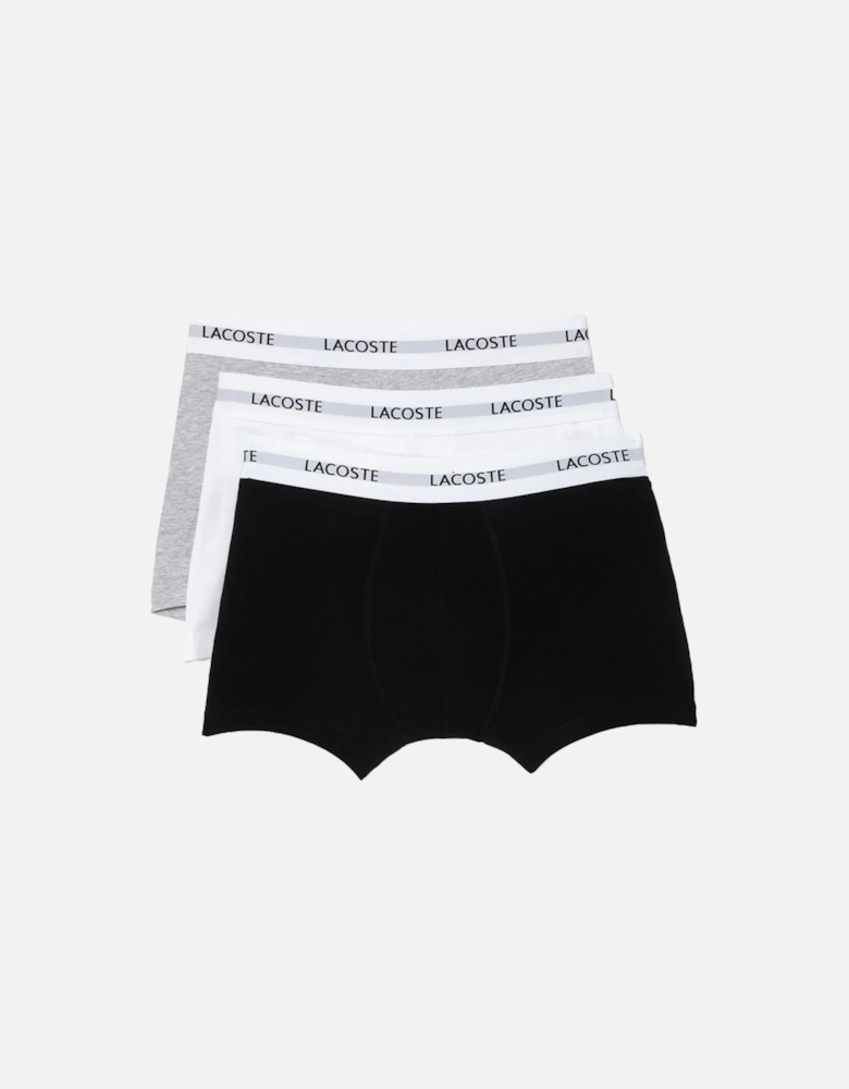 3-Pack Boxer Trunks, Black/White/Grey