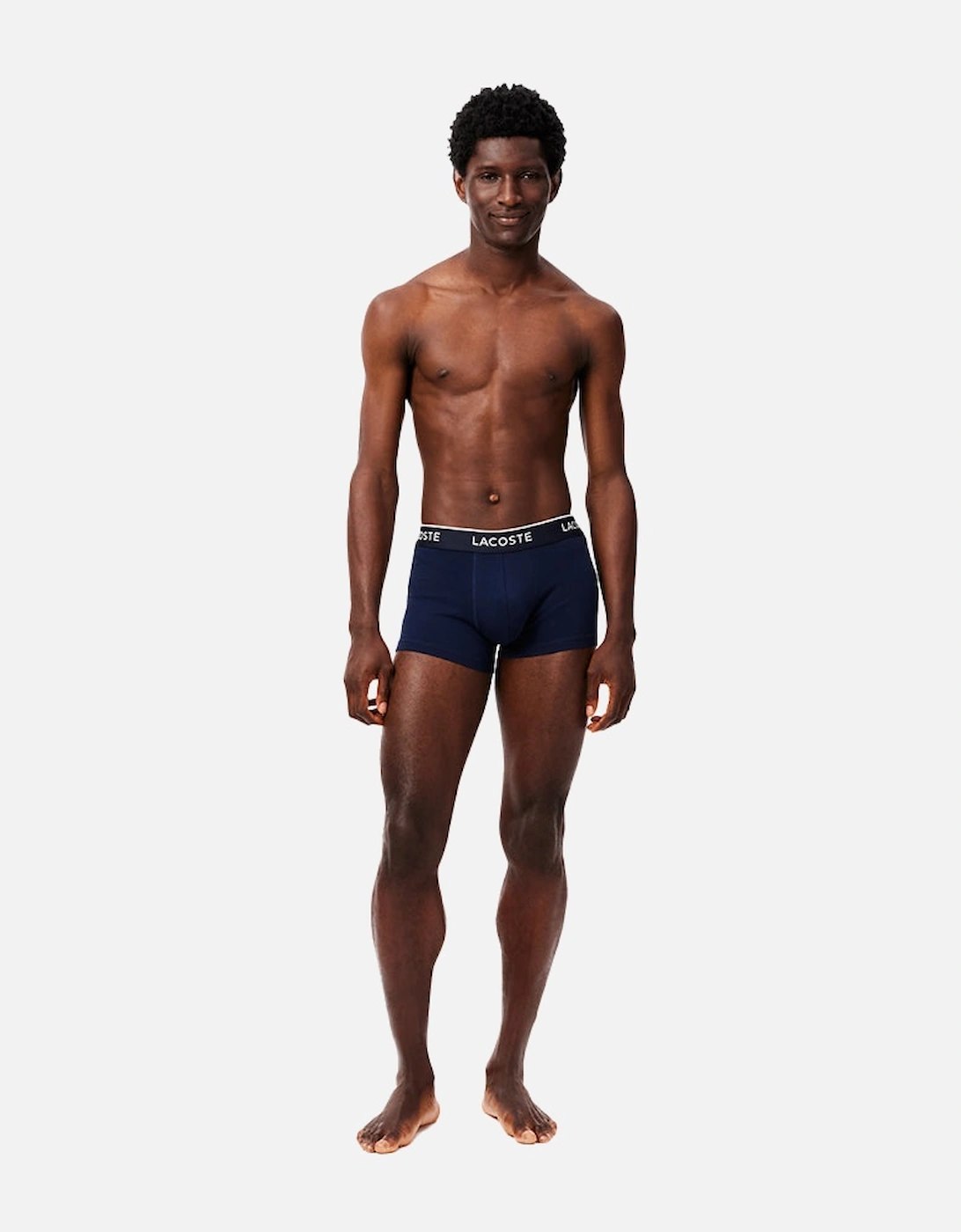 3-Pack Contrasting Waistband Casual Boxer Trunks, Navy