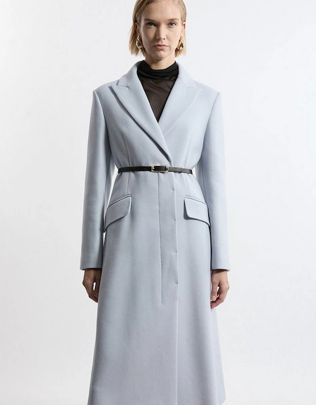 Premium Italian Manteco Wool Single Breasted Belted Tailored Maxi Coat, 5 of 4