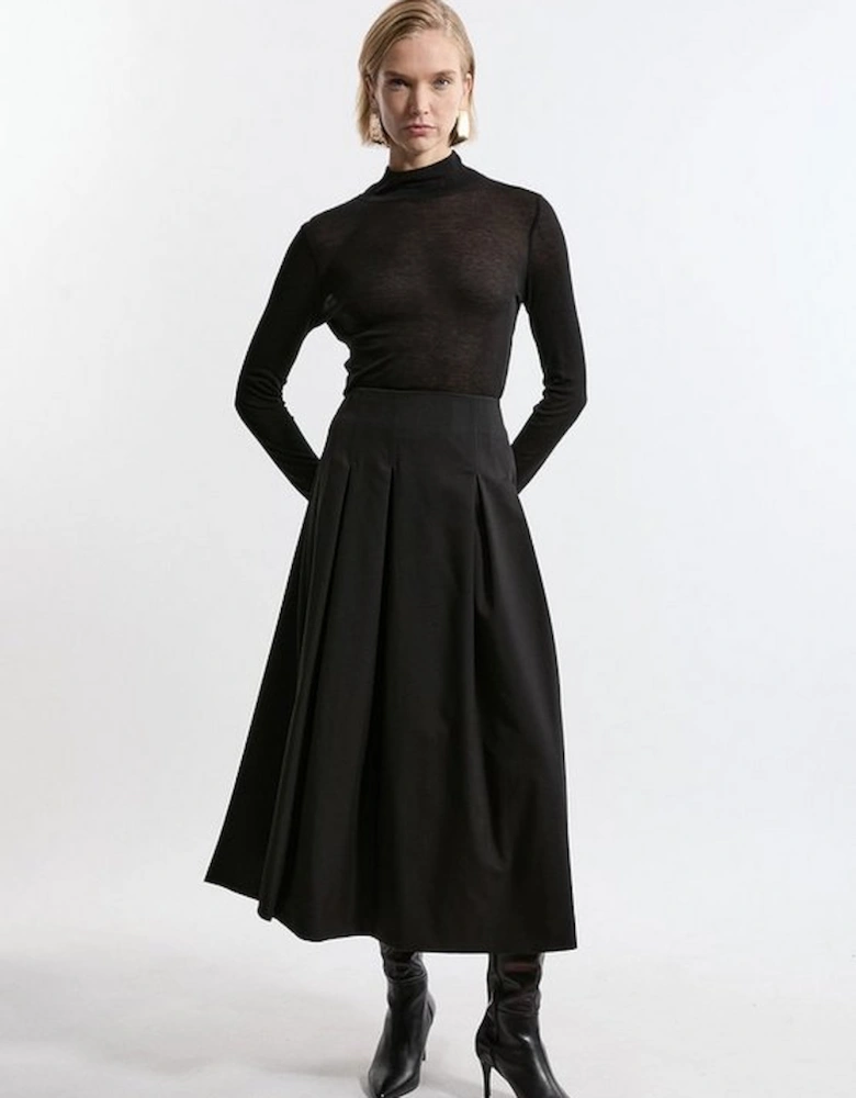 Tailored Twill Full Midi Skirt