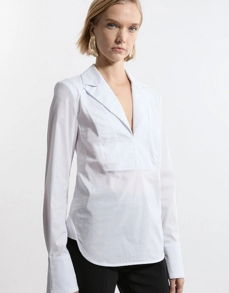 Tailored Cotton Bib Panel Detail Shirt