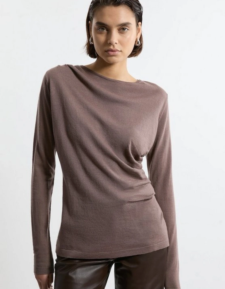 Premium Yarn Collection Extra Fine Merino Wool Draped Sweater