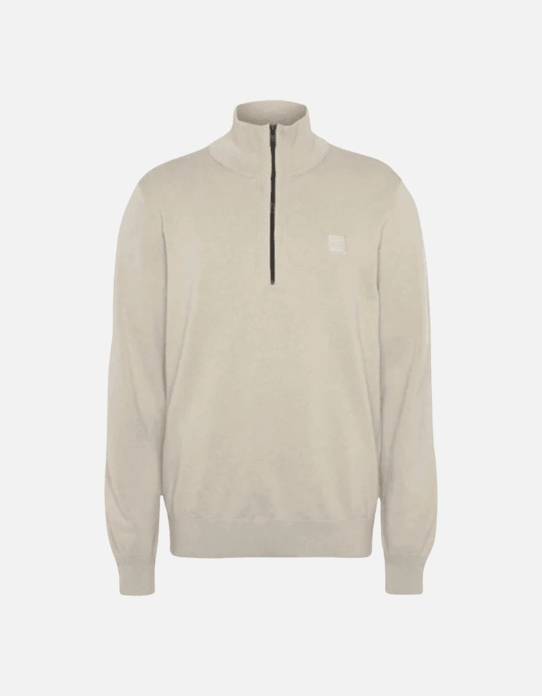 Kanobix Half Zip Funnel Neck Light Beige Sweatshirt