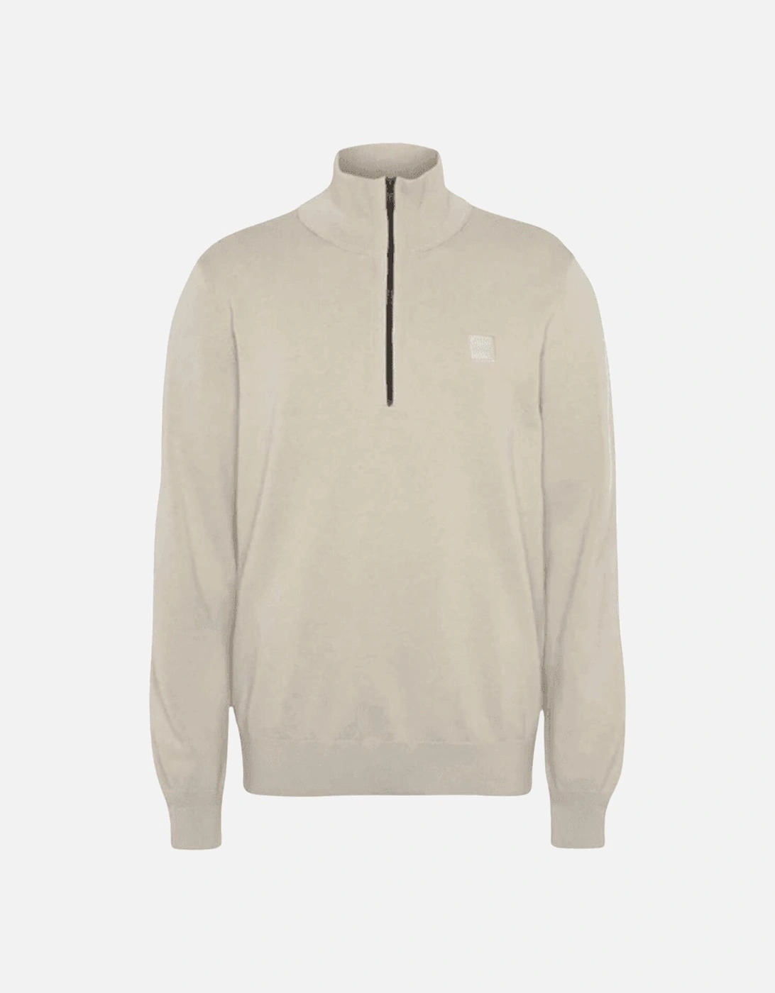 Kanobix Half Zip Funnel Neck Light Beige Sweatshirt, 4 of 3