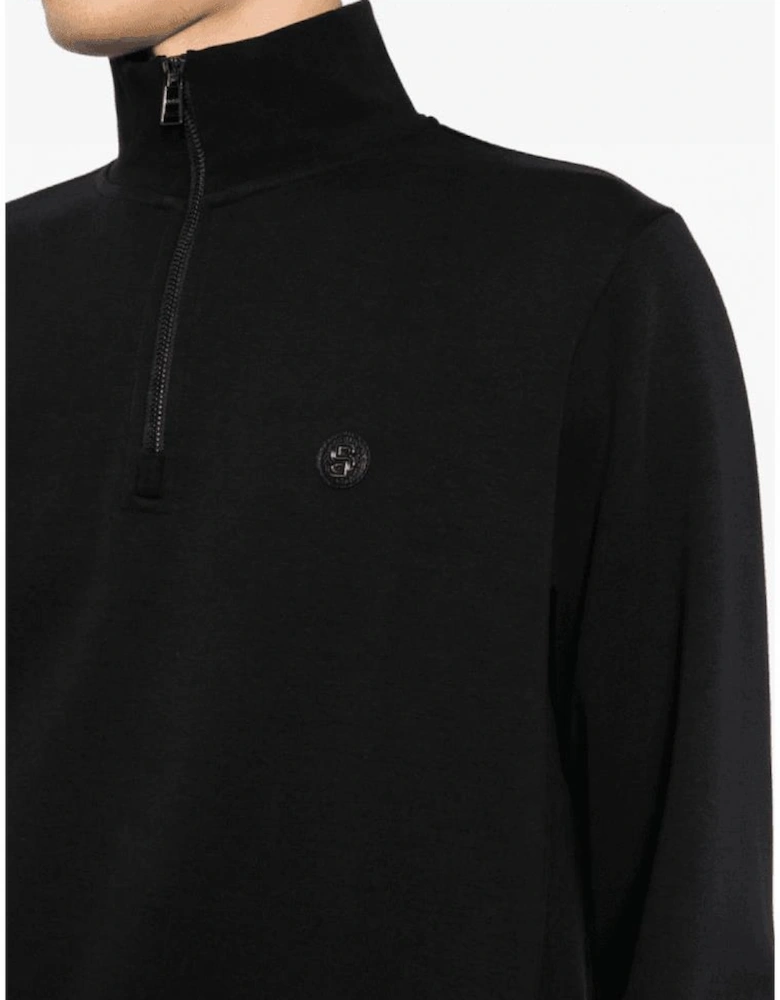 C-Stimmann Quarter Zip Funnel Neck Black Sweatshirt