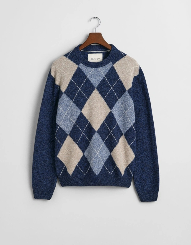 Mens Argyle Crew Neck Jumper 8060094