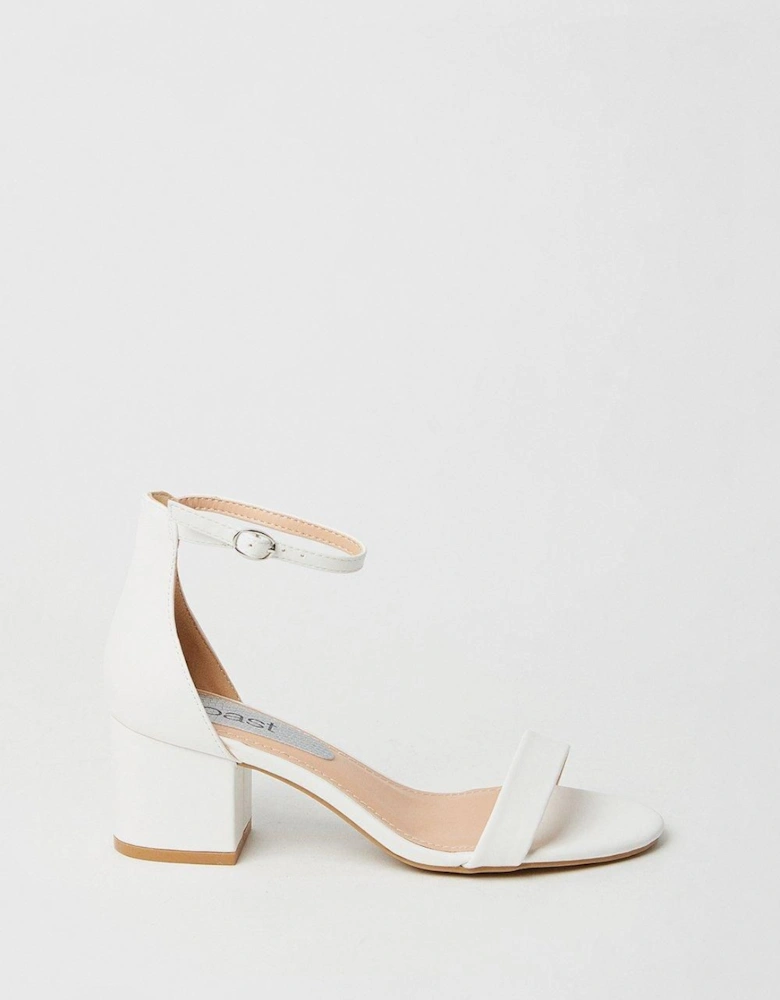 Thelma Faux Leather Ankle Strap Medium Block Heeled Sandals