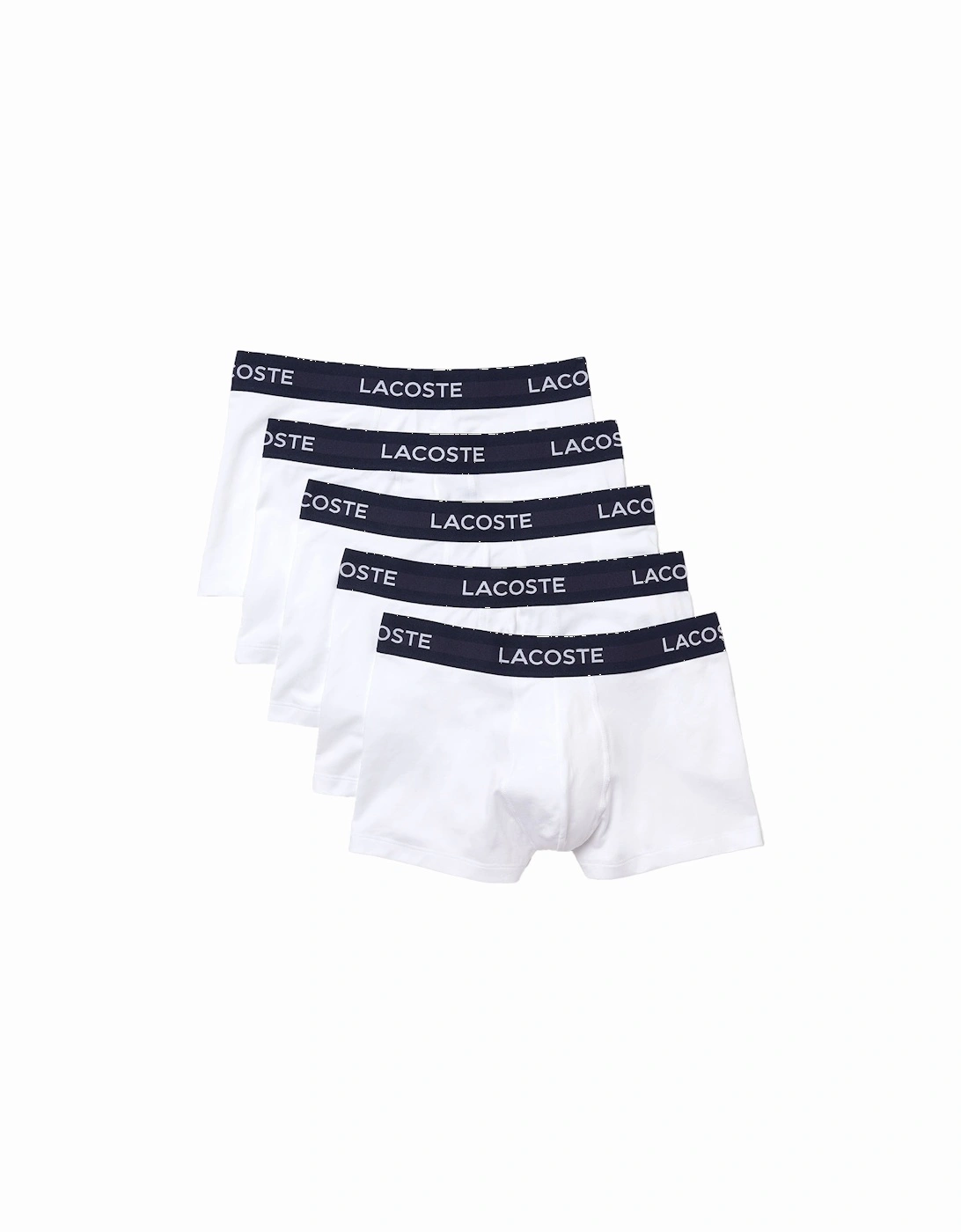 Lacoste Men's White 5-Pack Casual Boxer Trunks, - : 32/33/32 Medium