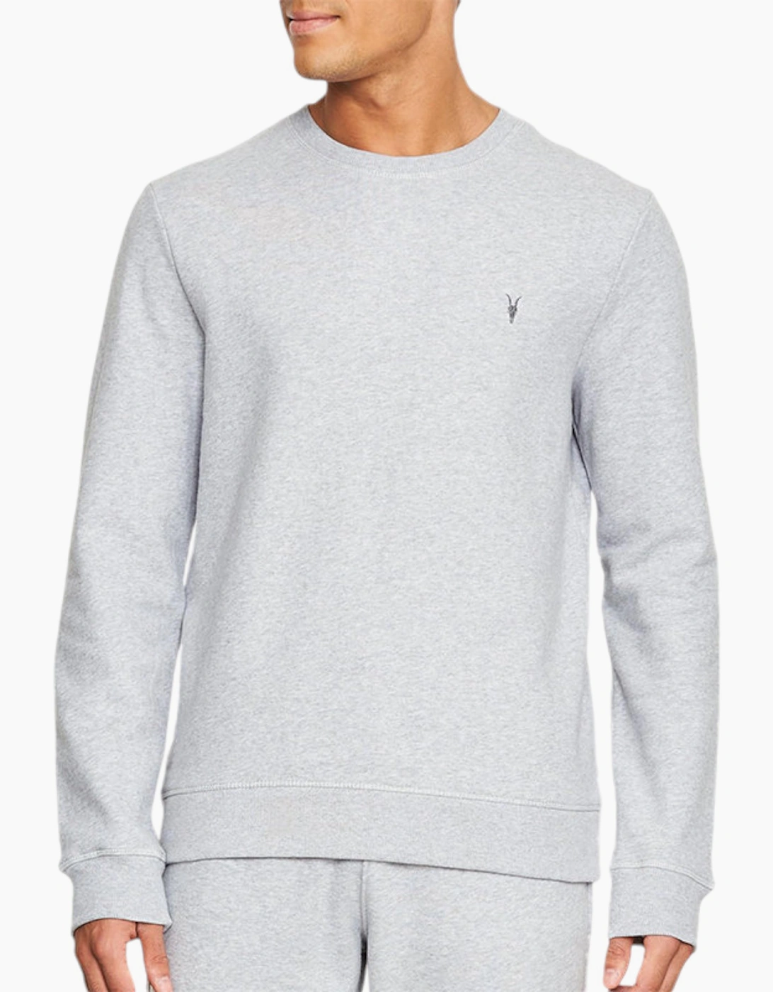 AllSaints Allsaints Men's ALL SAINTS Mens Pullover Jumper Crew Neck Cotton Sweater Long Sleeve Ribbed Tops - Grey