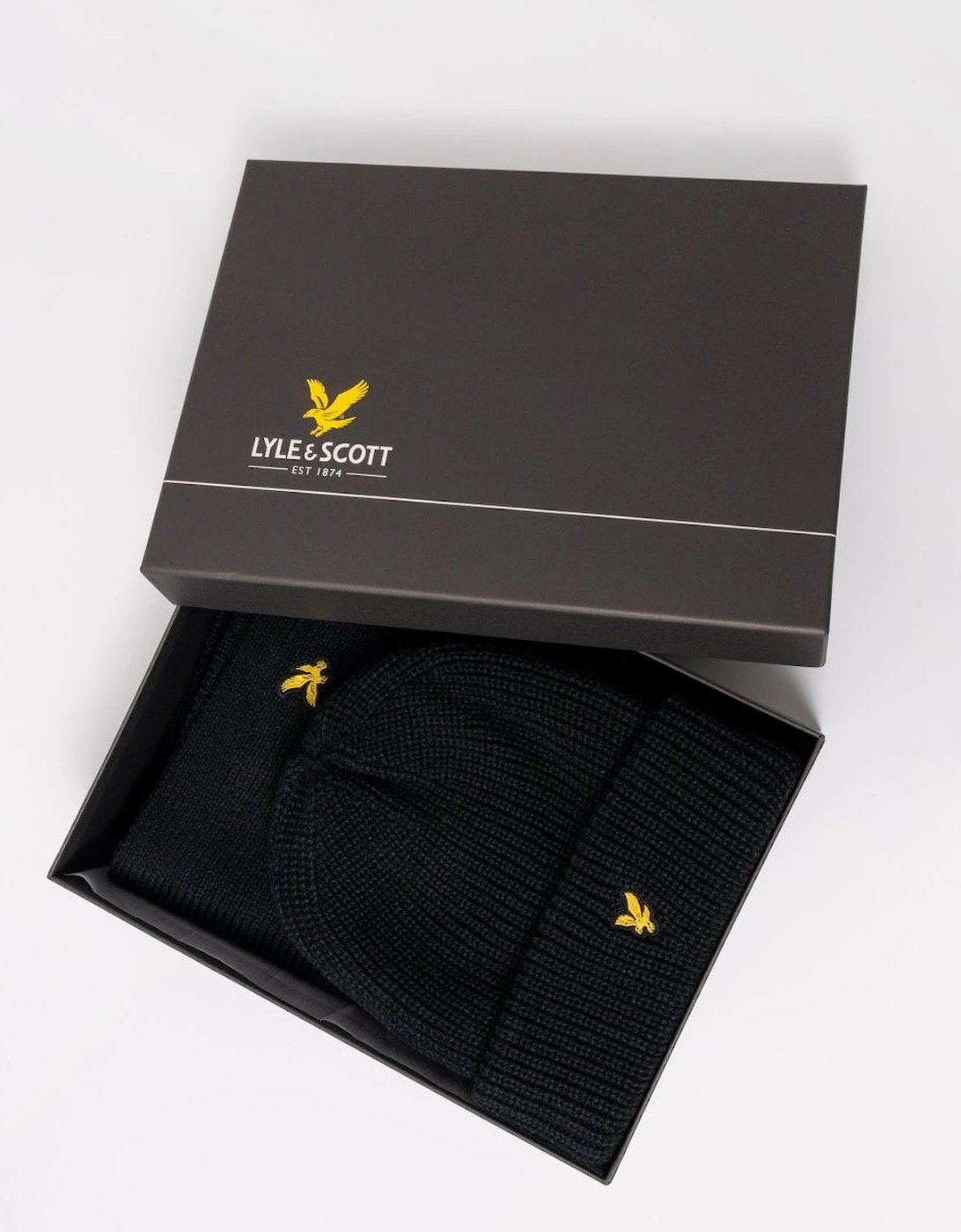 Lyle & Scott Lambswool Mens Ribbed Beanie & Scarf Set