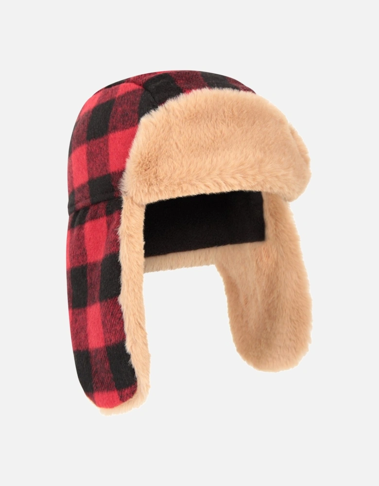 Childrens/Kids Gingham Trapper Hat