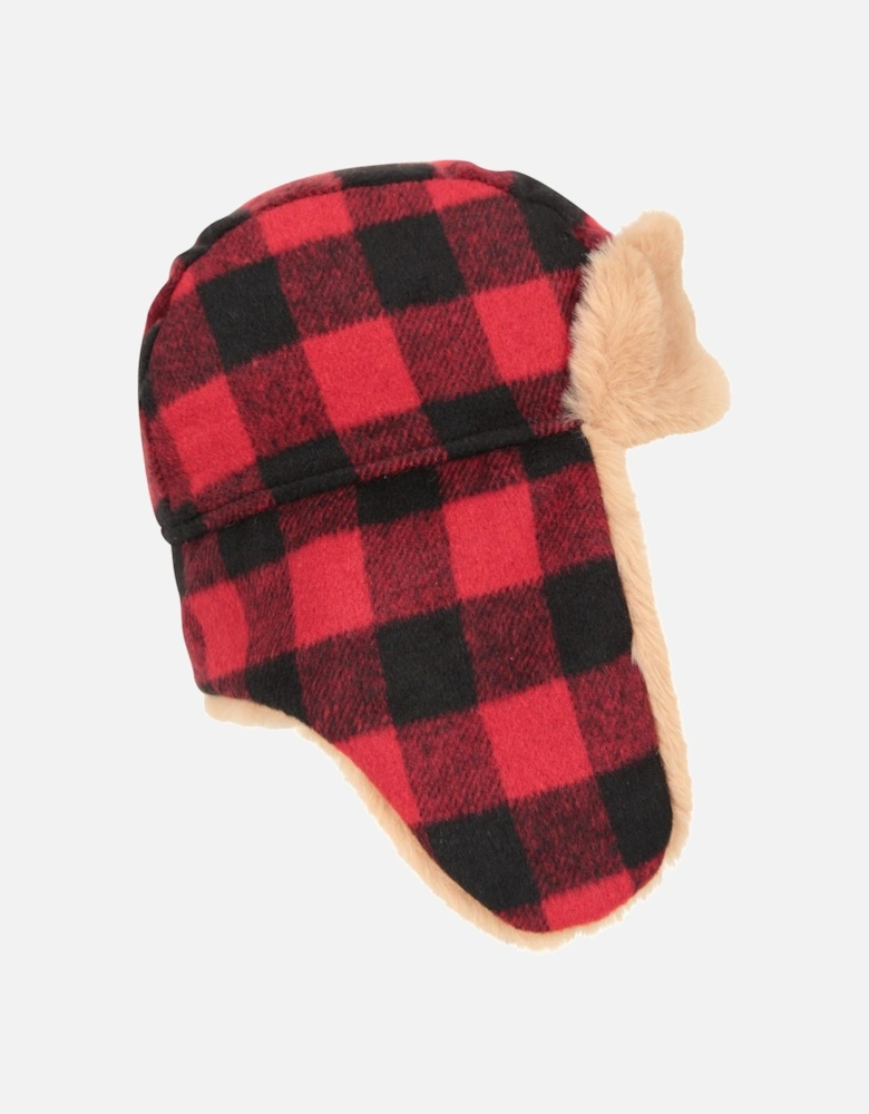 Childrens/Kids Gingham Trapper Hat