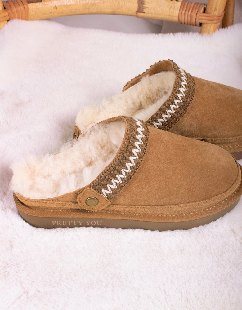 Hallie Sheepskin Multiway Slippers in Chestnut