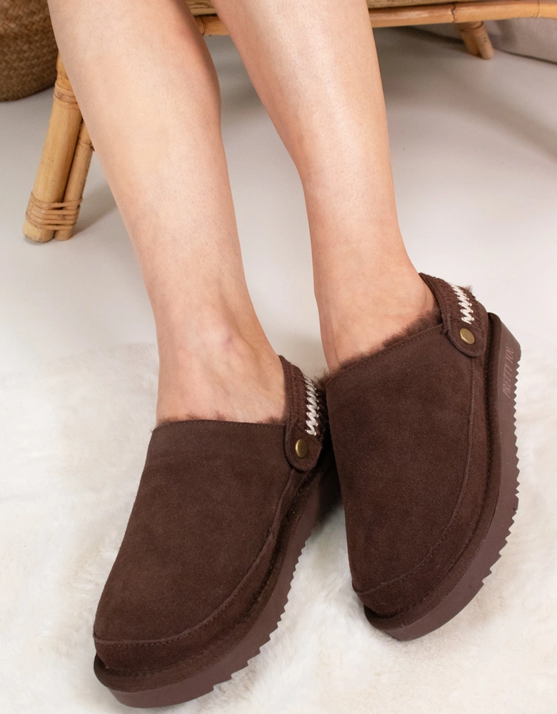 Hallie Sheepskin Multiway Slippers in Chocolate