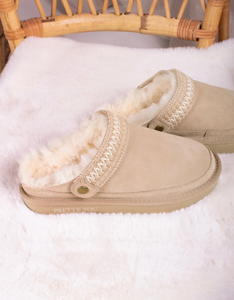 Hallie Sheepskin Multiway Slippers in Beige