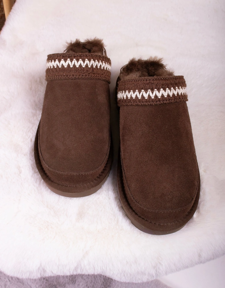 Hallie Sheepskin Multiway Slippers in Chocolate