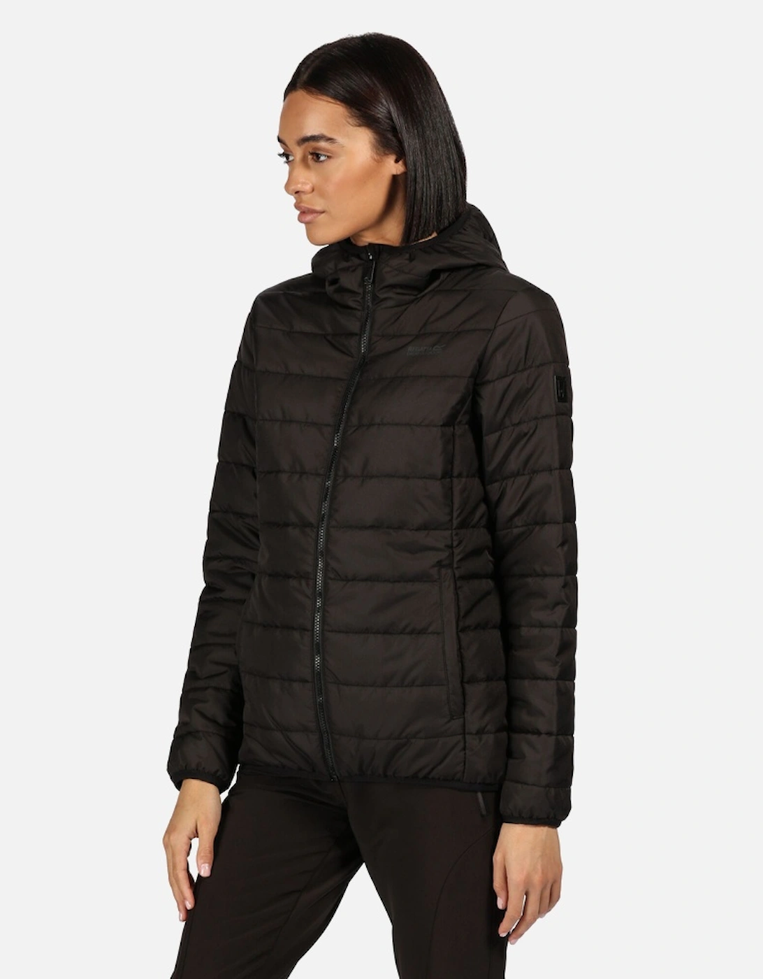 Regatta Women's Black Helfa Insulated Quilted Hooded Puffa Coat - : Size 12