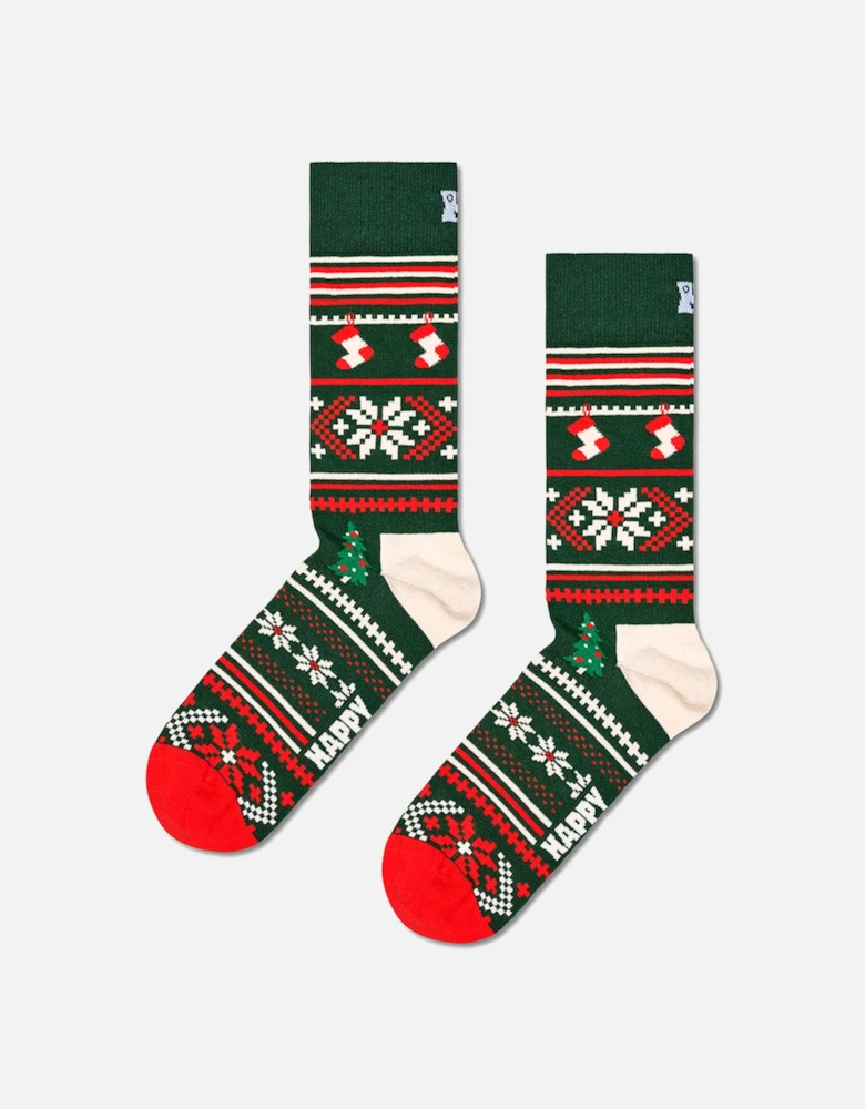 Snowflake Socks Gift Set, Dark Green