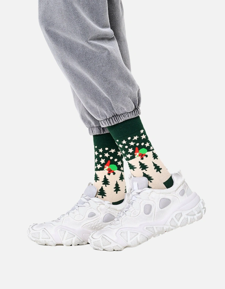 Santa On The Way Socks, Dark Green