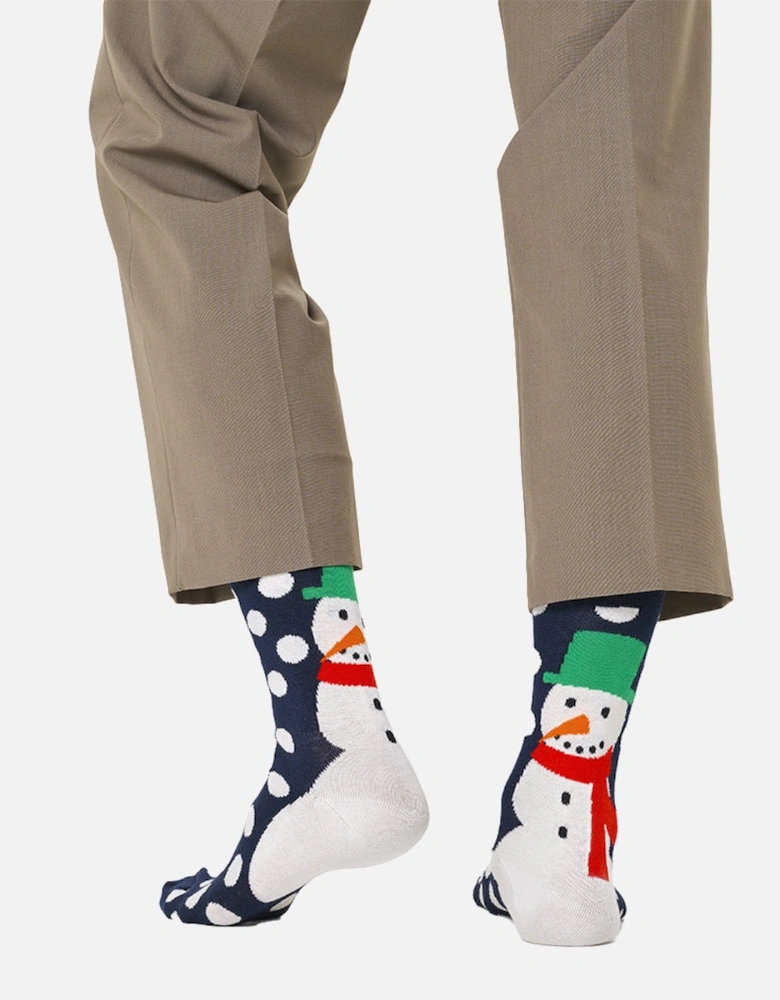 Jumbo Snowman Socks, Navy