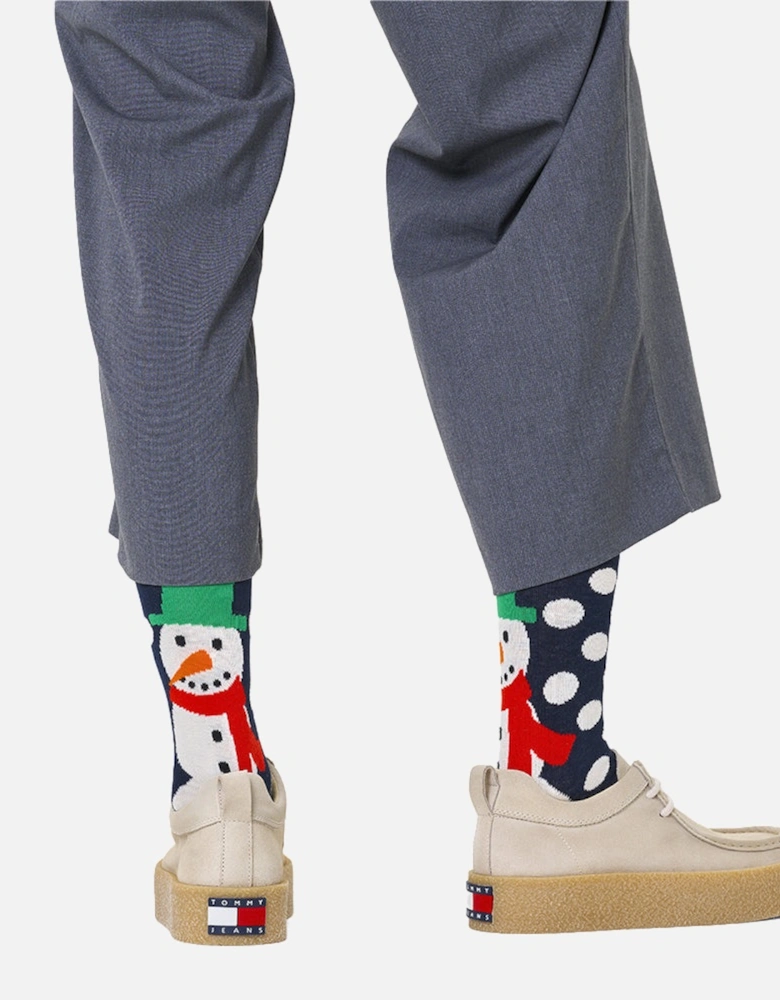 Jumbo Snowman Socks, Navy