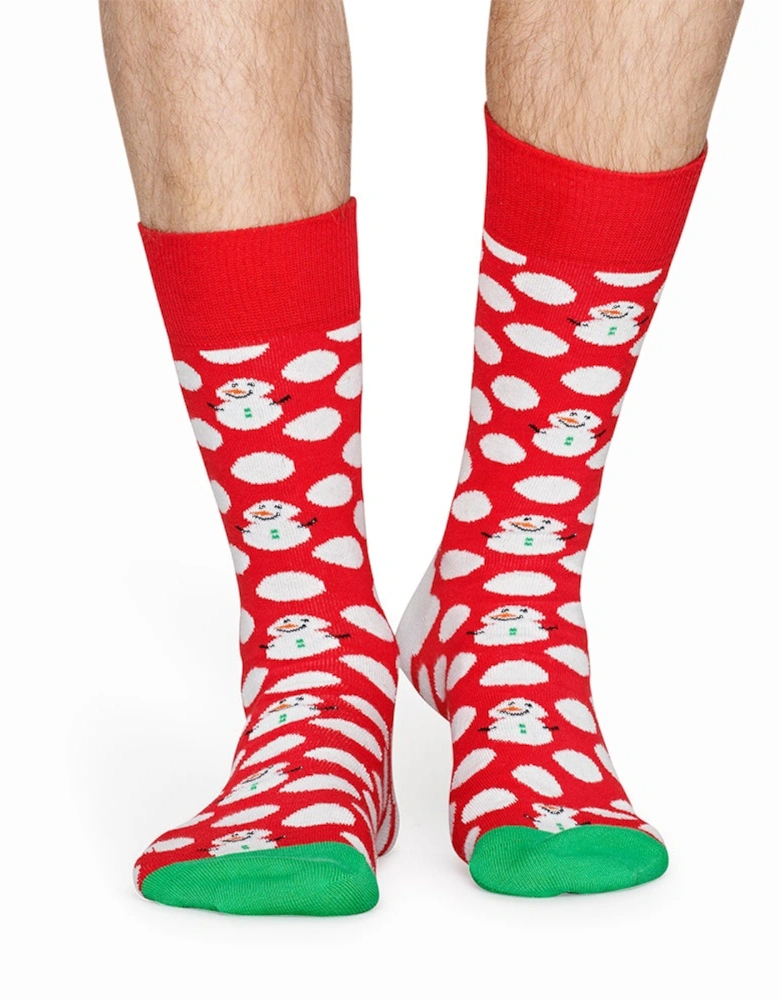 Big Dot Snowman Socks, Red