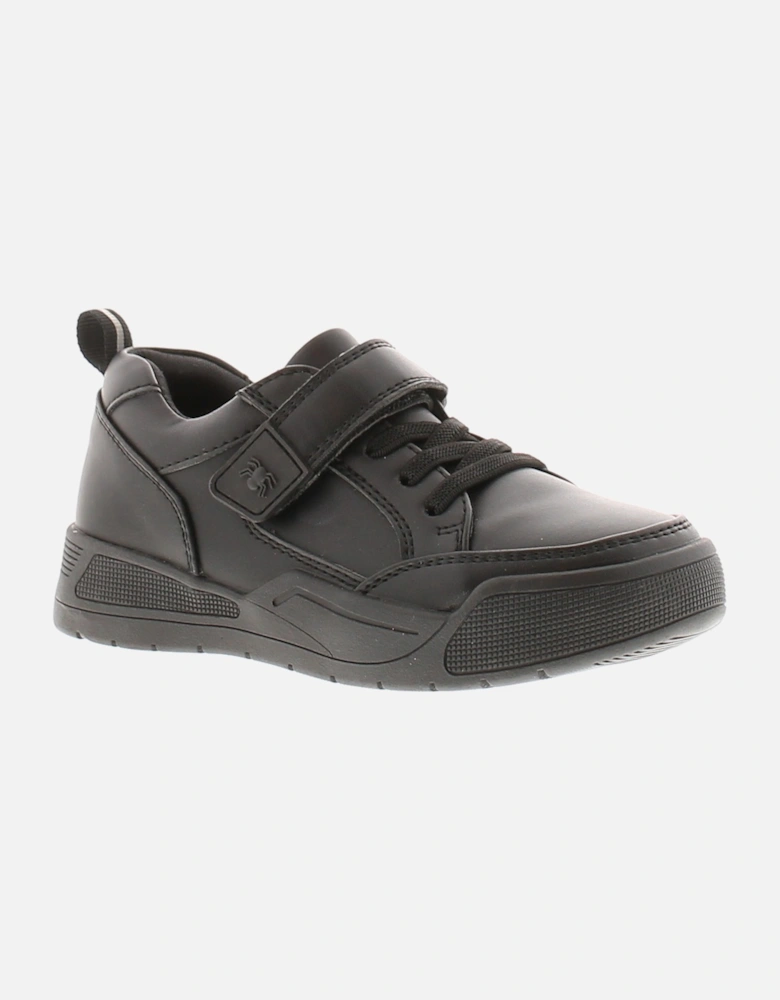 Boys School Shoes Trainers Max Touch Fastening black UK Size
