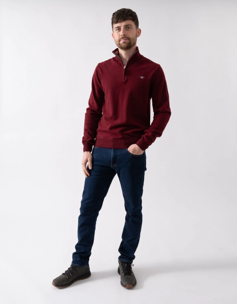 Mens Superfine Lambswool Half Zip Cardigan