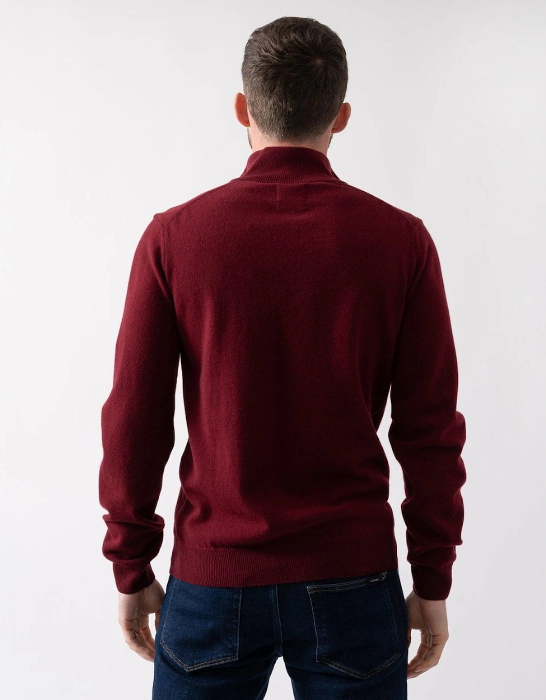 Mens Superfine Lambswool Half Zip Cardigan