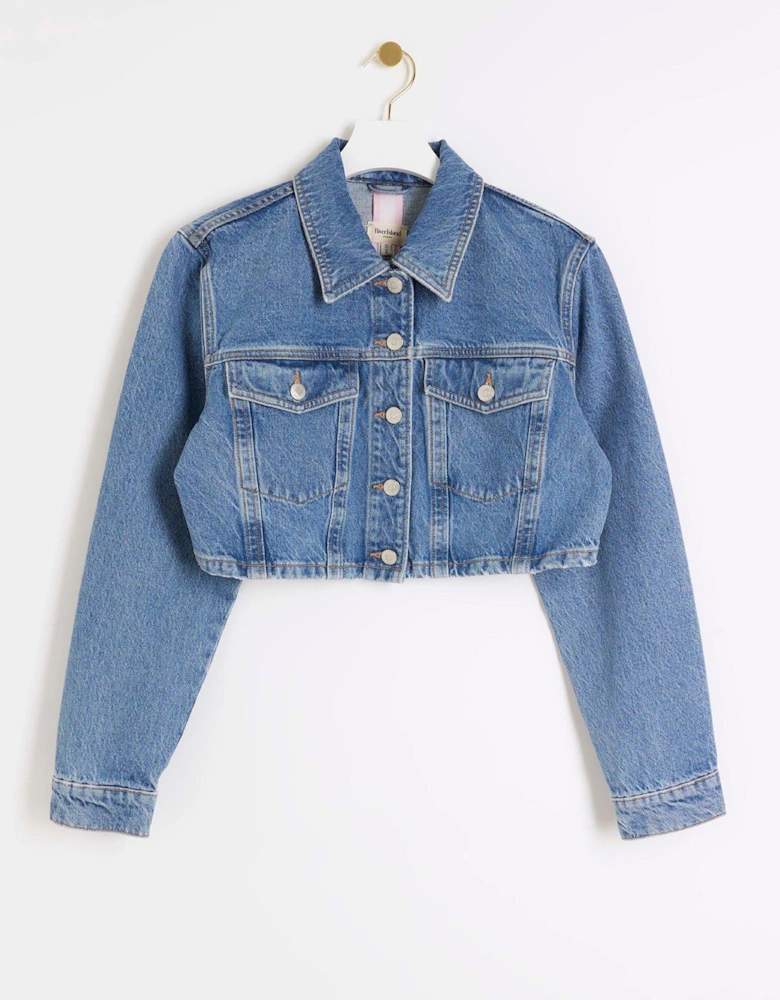 Super Crop Jacket - Medium Denim - Blue