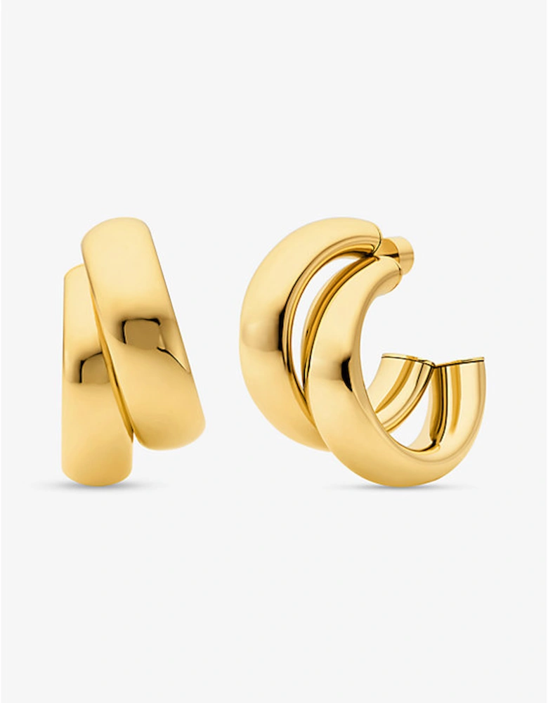 Large Precious Metal-Plated Brass Double Hoop Earrings