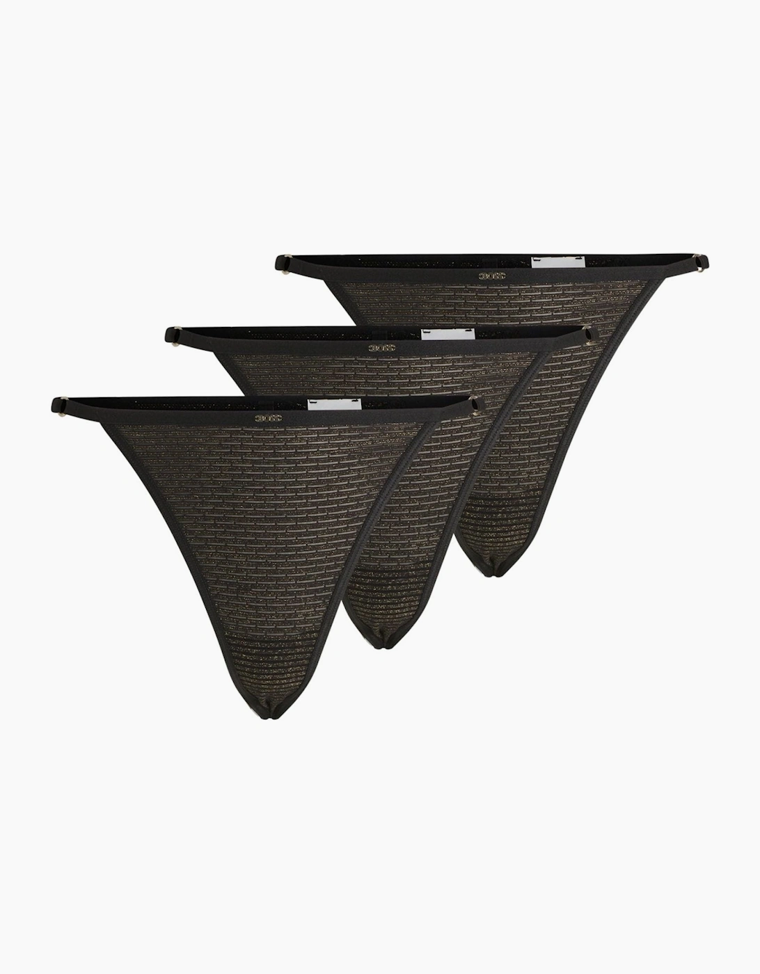 Boss Hugo Boss Women's 3-Pack Gold Stripe Strings Gift Set, Black/gold