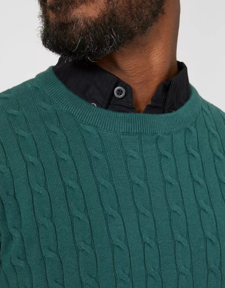 Mens Cable Cotton Crew Neck Sweatshirt