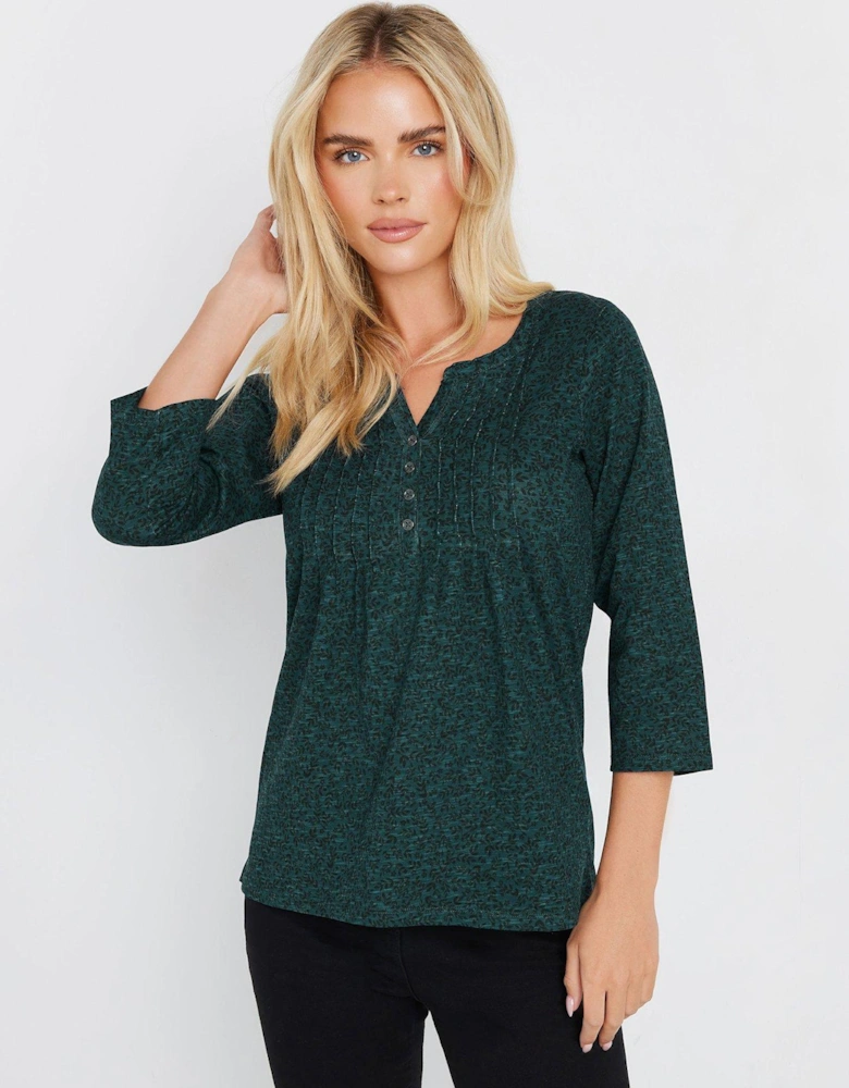 Petite Ditsy 3/4 Sleeve Top - Blue