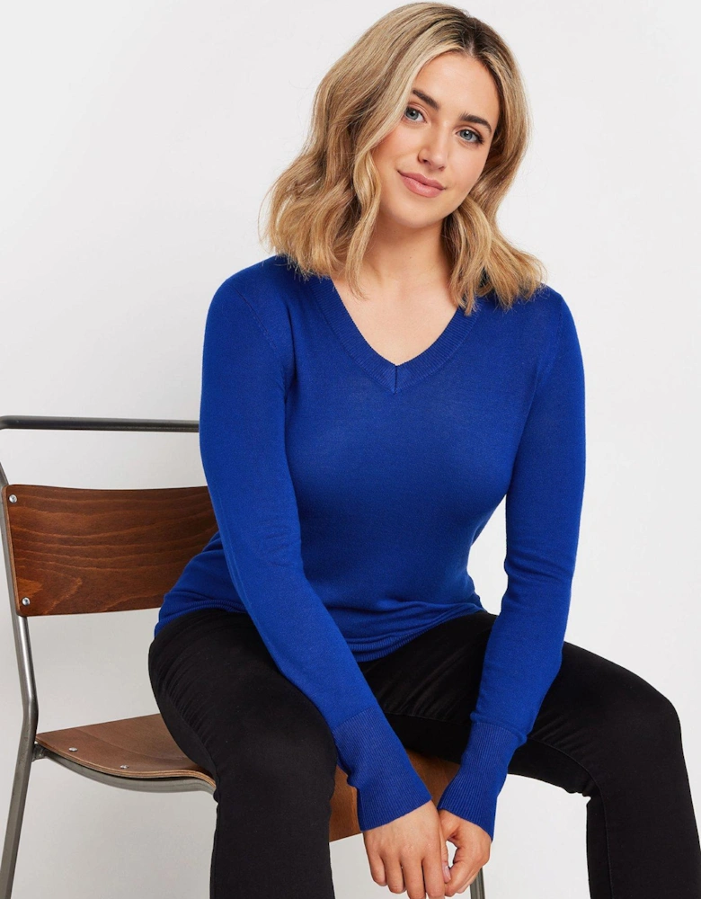 V Neck Jumper - Blue