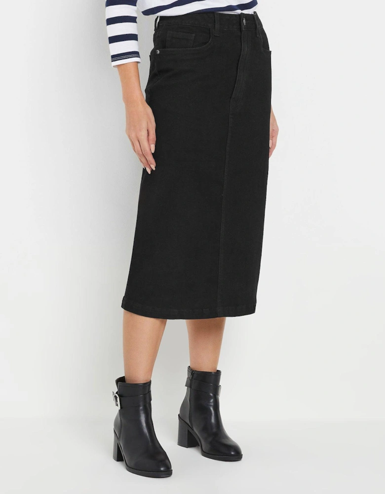 Denim Pencil Skirt - Black