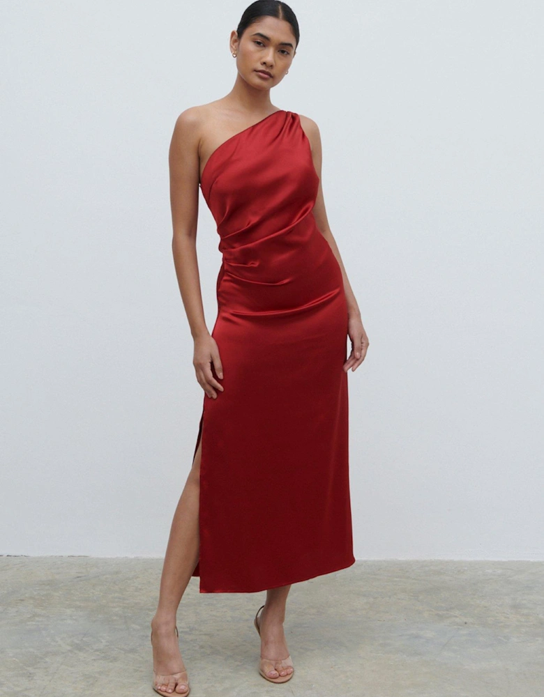 Amelia Ruched Midaxi Dress - Red