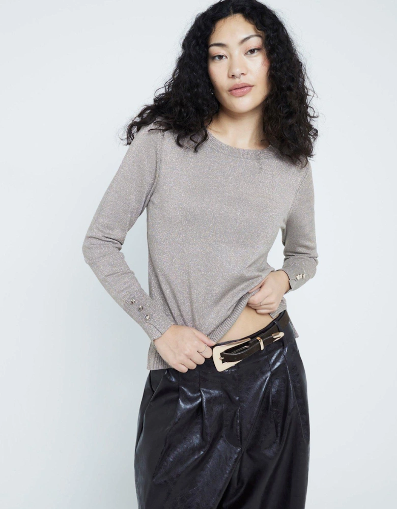 Fine Knit Crew Top - Gold