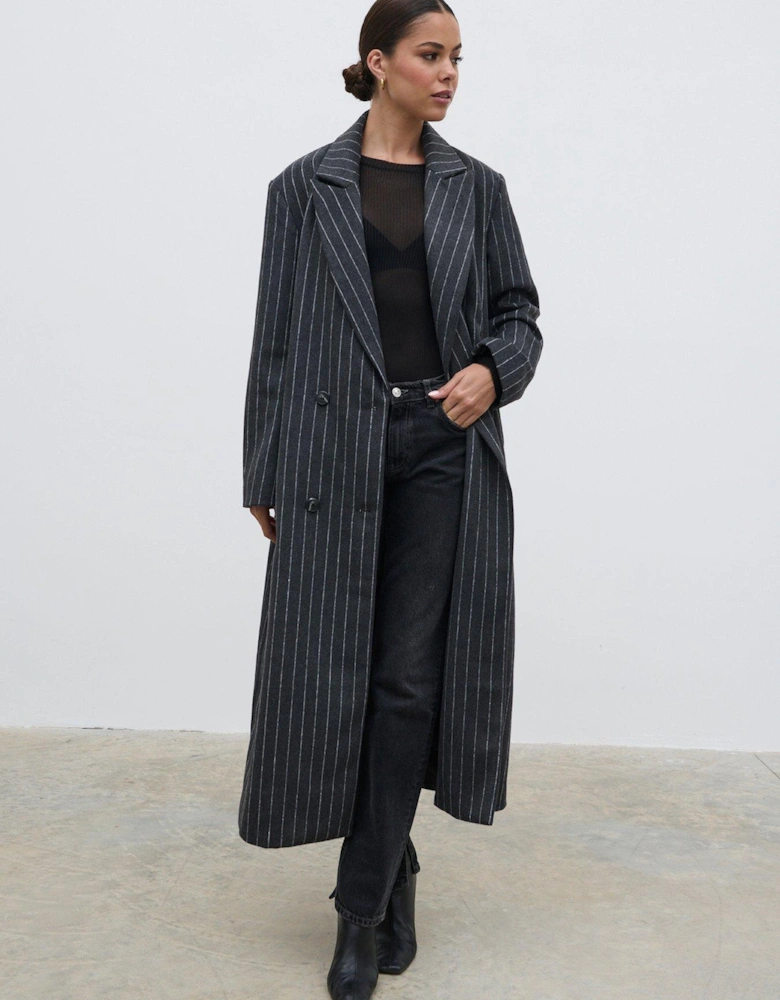 Briar Pinstripe Top Coat - Grey 