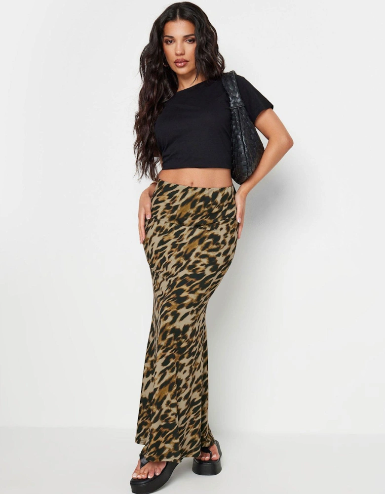 Petite Leopard Maxi Skirt