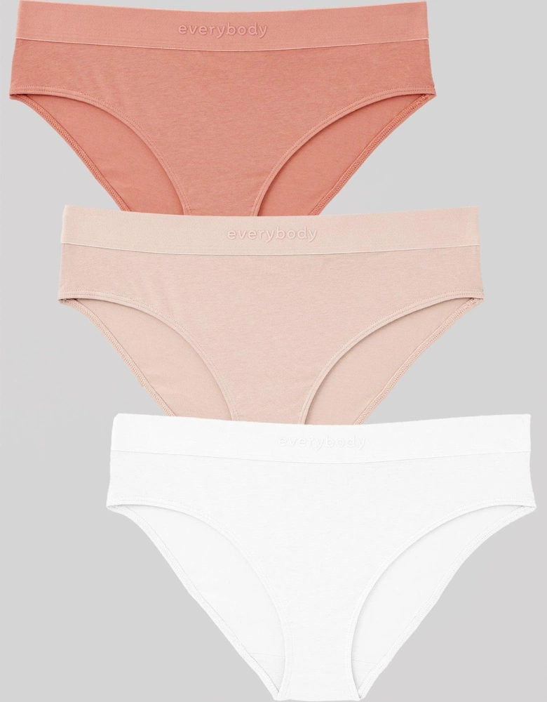 3 Pk Bikini Briefs - White/Pink