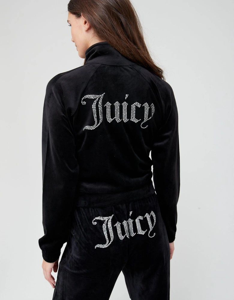 Juicy Diamante Back Velour Track Top - Black