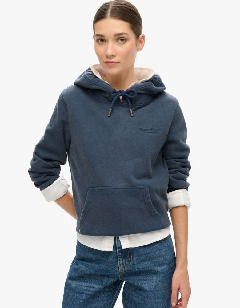 Essential Logo Half Brushed Hoodie - Navy