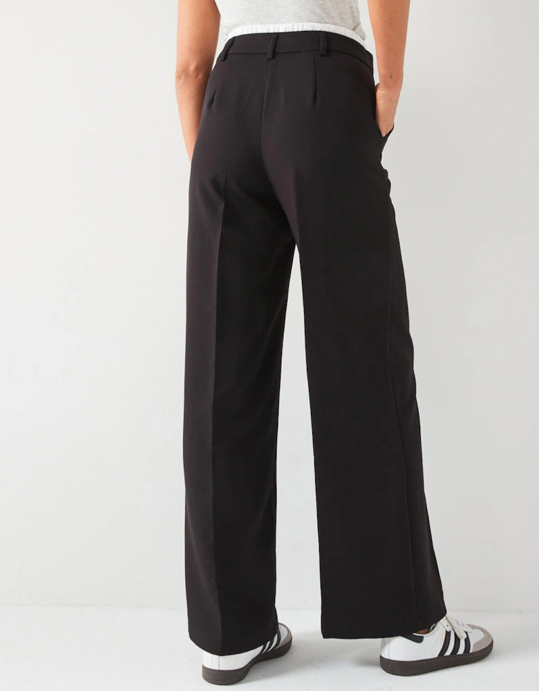 Eden Midi Waist Wide Leg Pant - Black