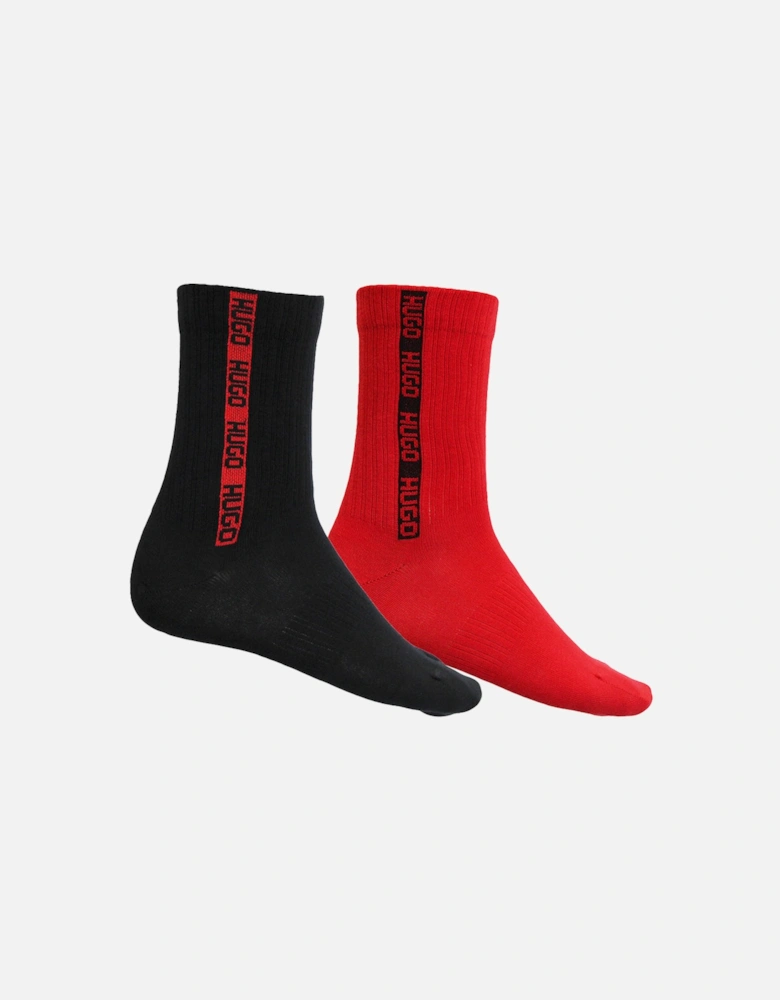 2-Pack Side Logo Socks Gift Set, Black/Red
