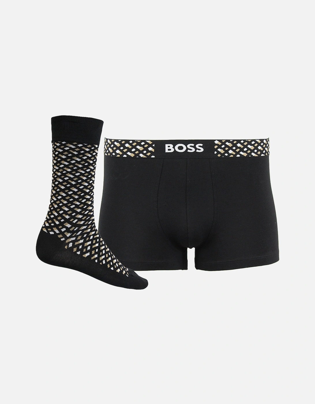 Boxer Trunks & Socks Gift Set, Black, 5 of 4