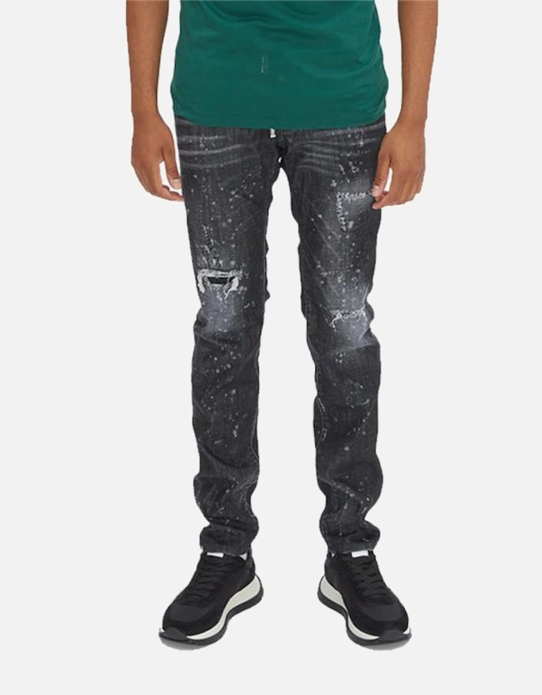 Cool Guy Bleached Splatter Jeans in Black