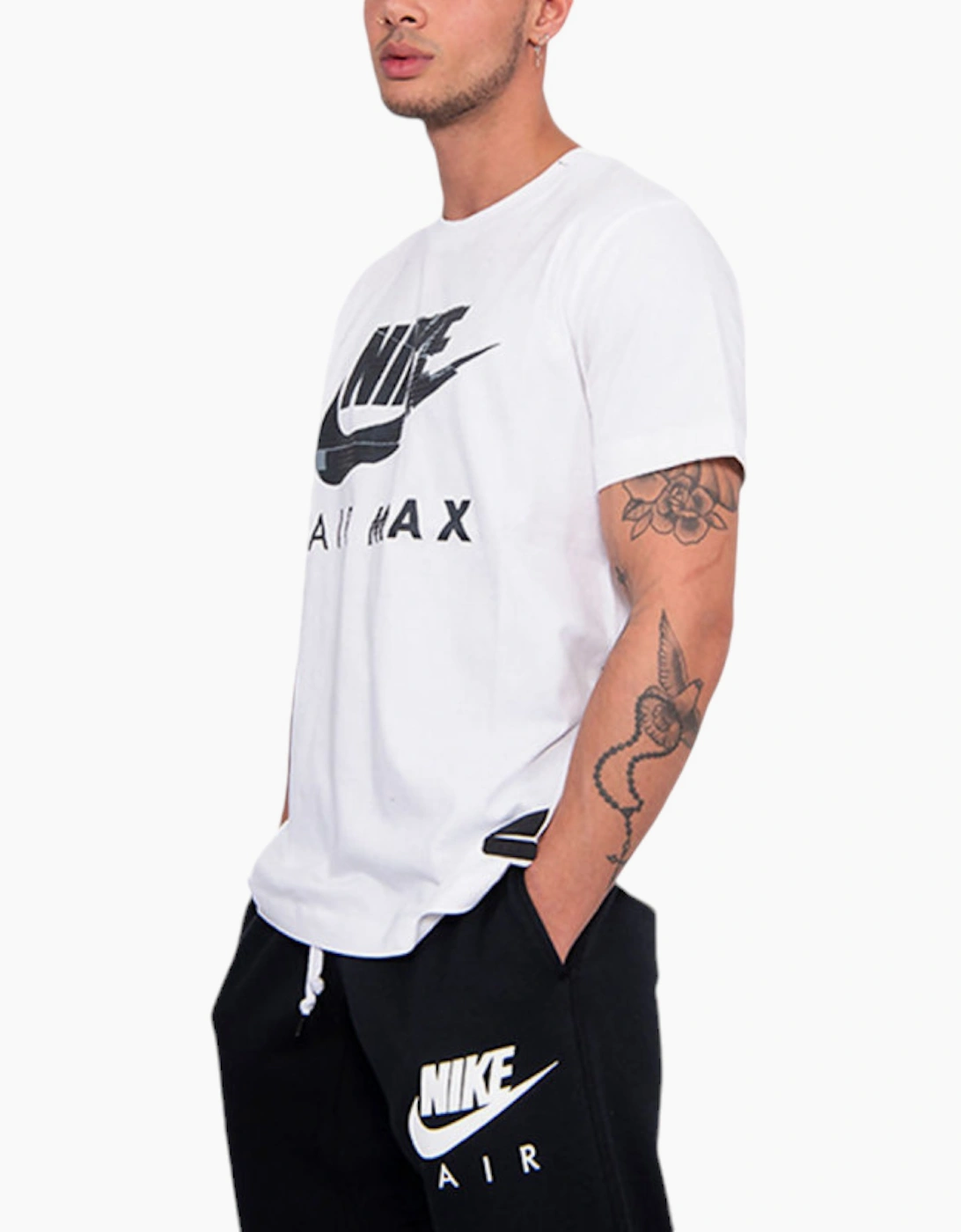 Nike Air Max Men's White T Shirt Athletic Cut Cotton Crew Neck Summer Retro Casual Tee - Size: 38/Regular
