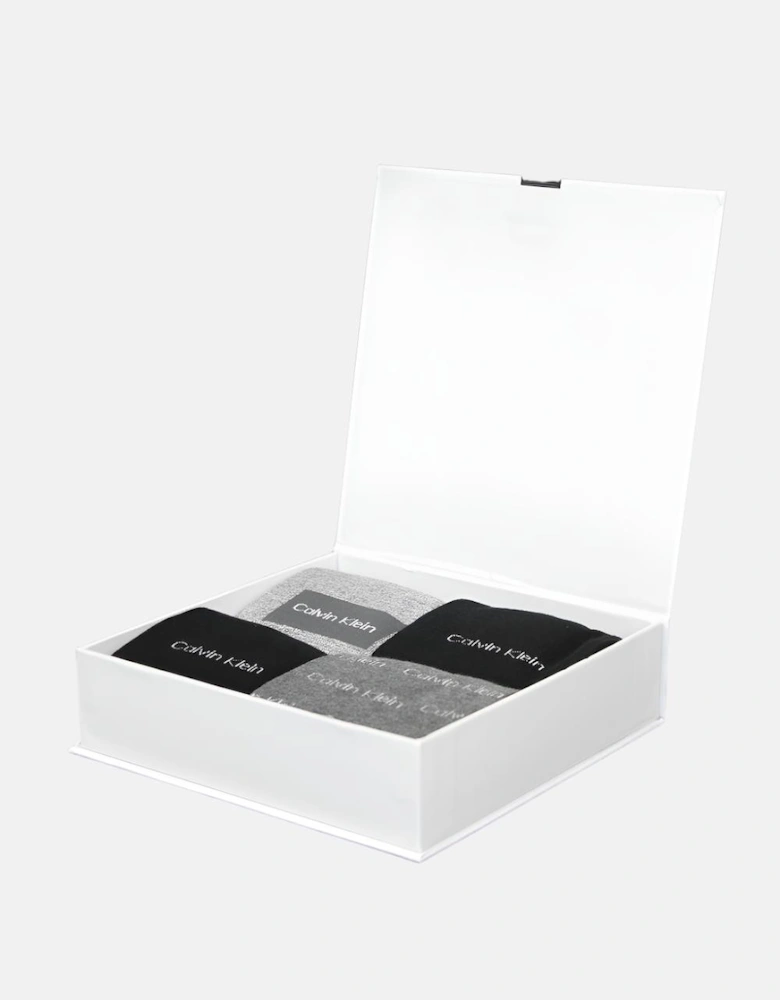 4-Pack Allover Logo Socks Gift Box, Black Combo